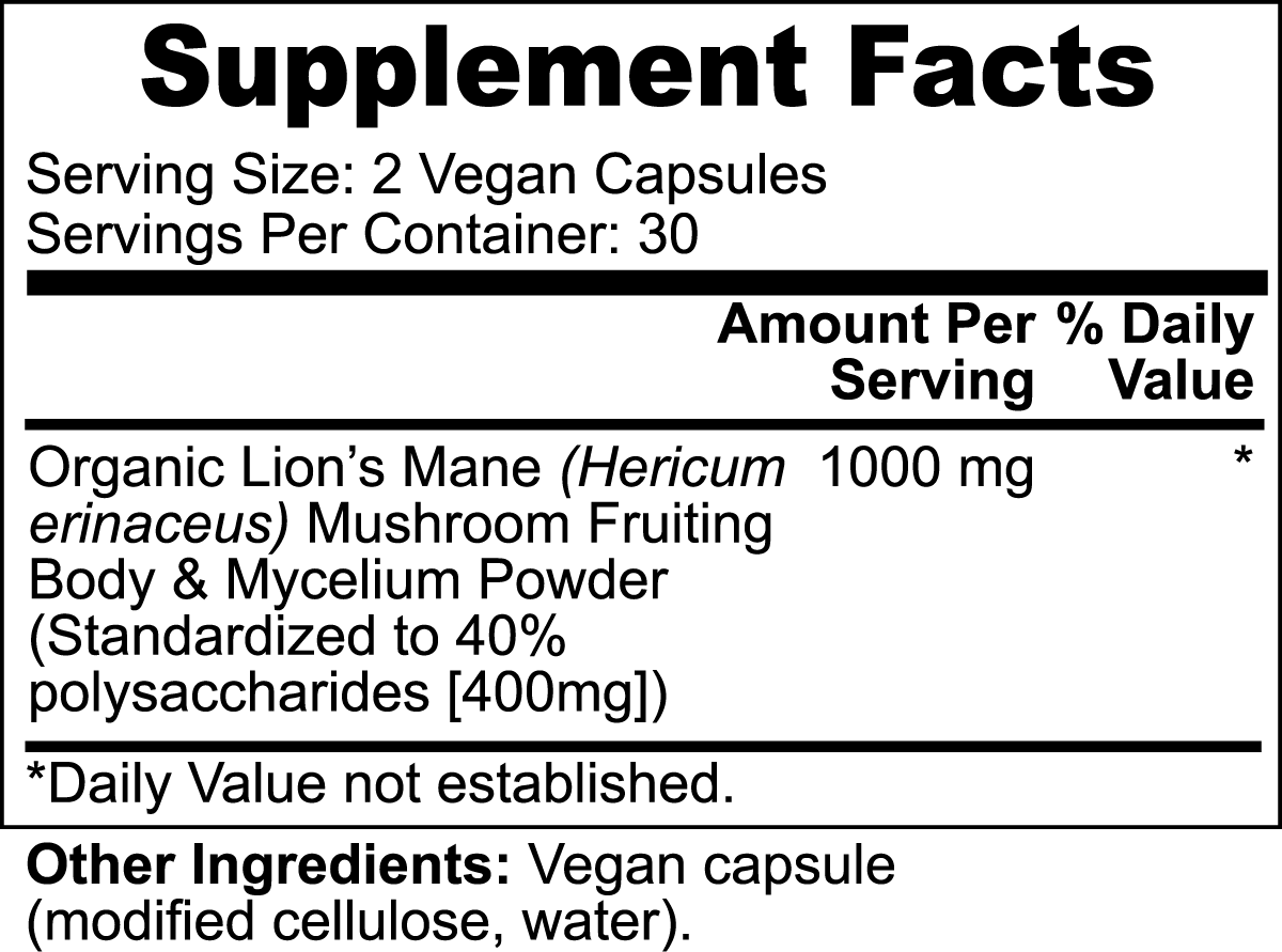 MushCoffee Lions Mane Supplement 1000 mg (60 Capsules)