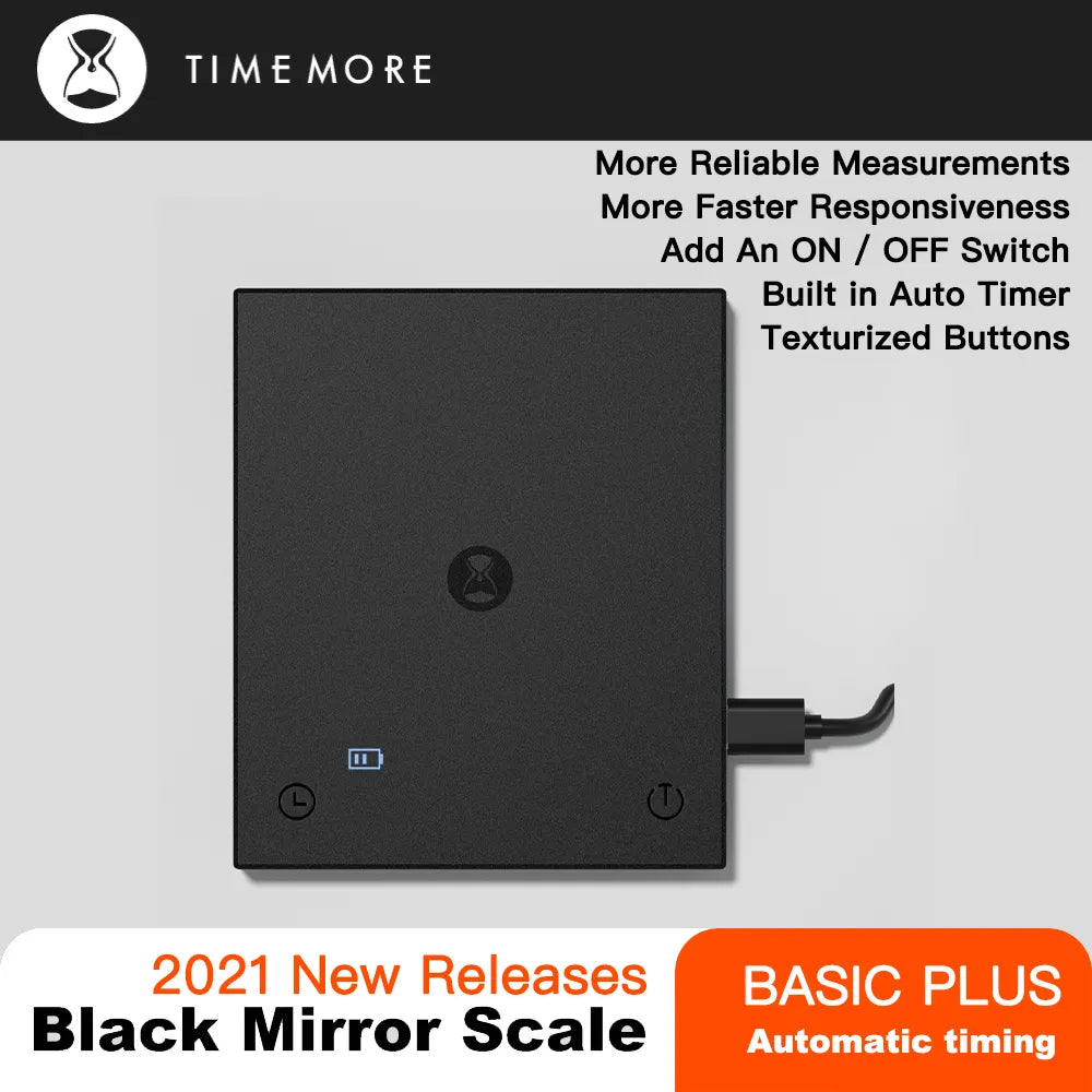 TIMEMORE Basic Plus Black Mirror Pour Over Coffee and Espresso Scale Basic+ Electronic Scale Auto Timer Kitchen scale 0.1g / 2kg