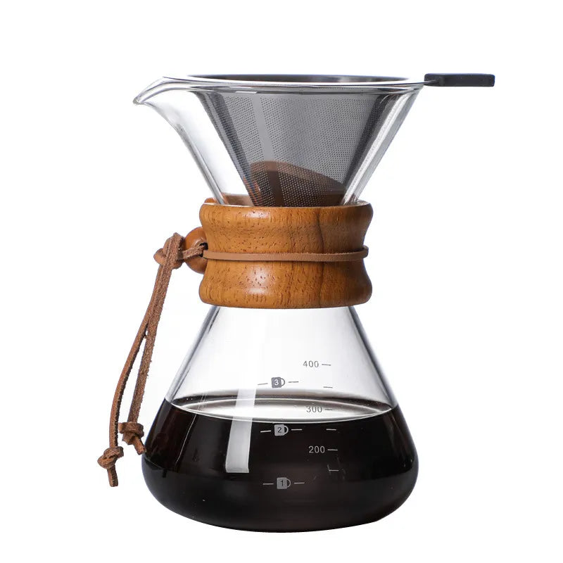 Glass Coffee Kettle Stainless Steel Filter Drip Espresso Coffee Sharing Pot