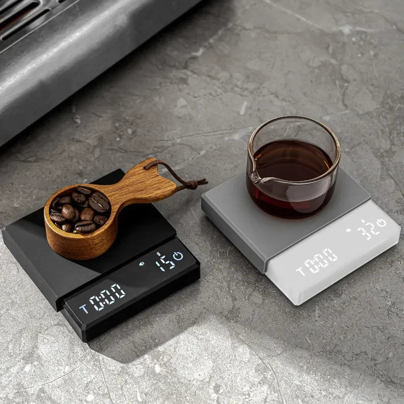 Tiny Espresso Coffee Kitchen Scale Mini Smart Timer USB 2kg/0.1g g/oz/ml Pad Man Woman Gift  digital weight scale