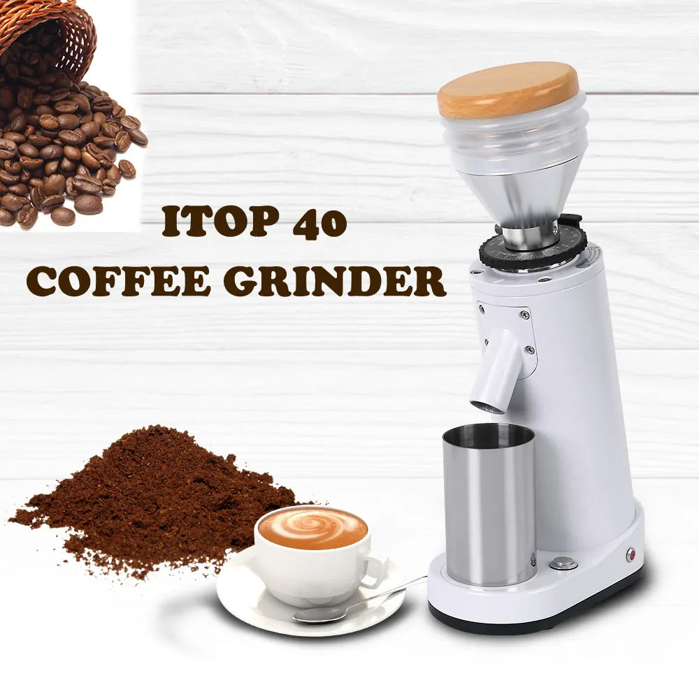 Titanium Burr Electric Coffee Grinder with Blow Hopper Cylindrical Aluminum Alloy