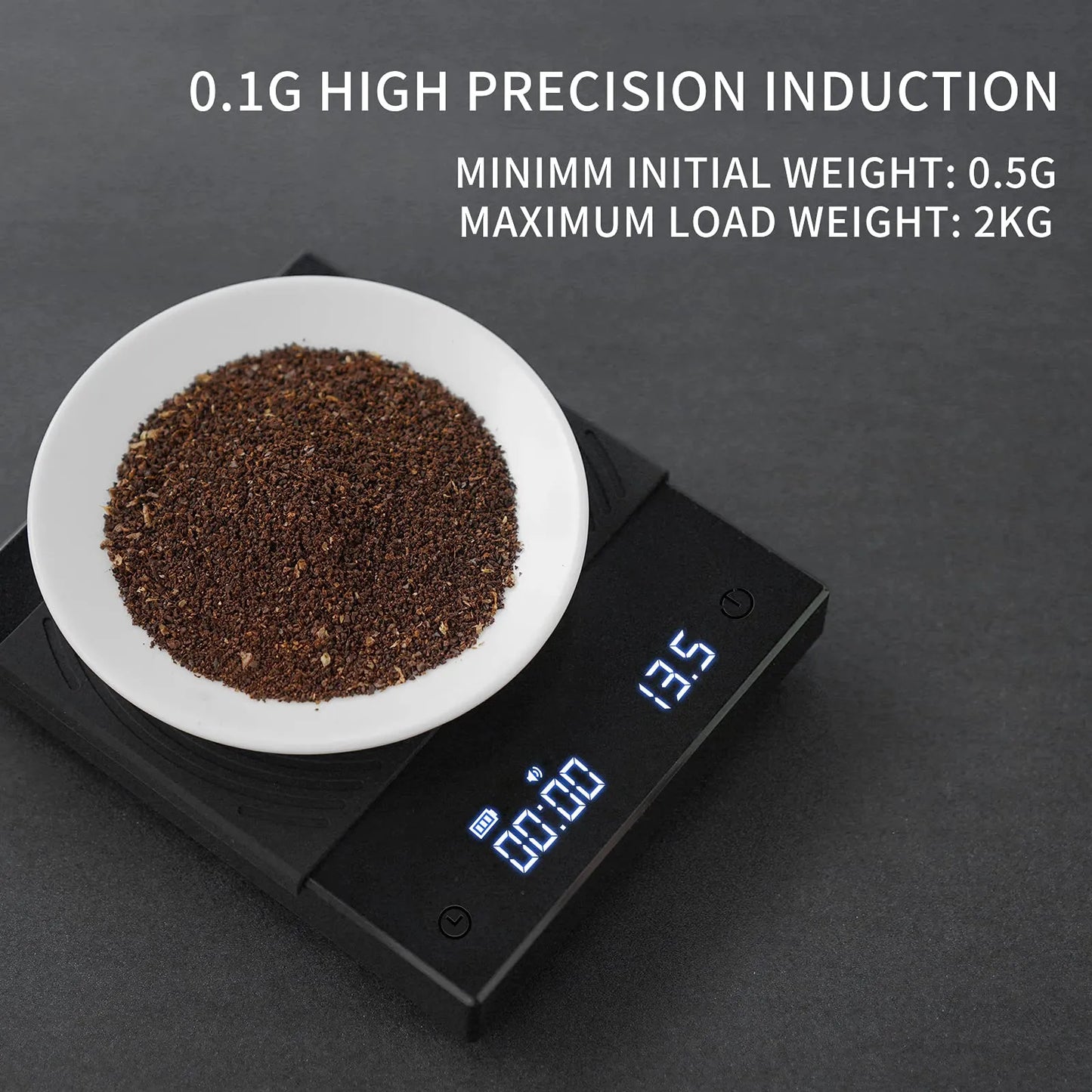 TIMEMORE Basic Plus Black Mirror Pour Over Coffee and Espresso Scale Basic+ Electronic Scale Auto Timer Kitchen scale 0.1g / 2kg