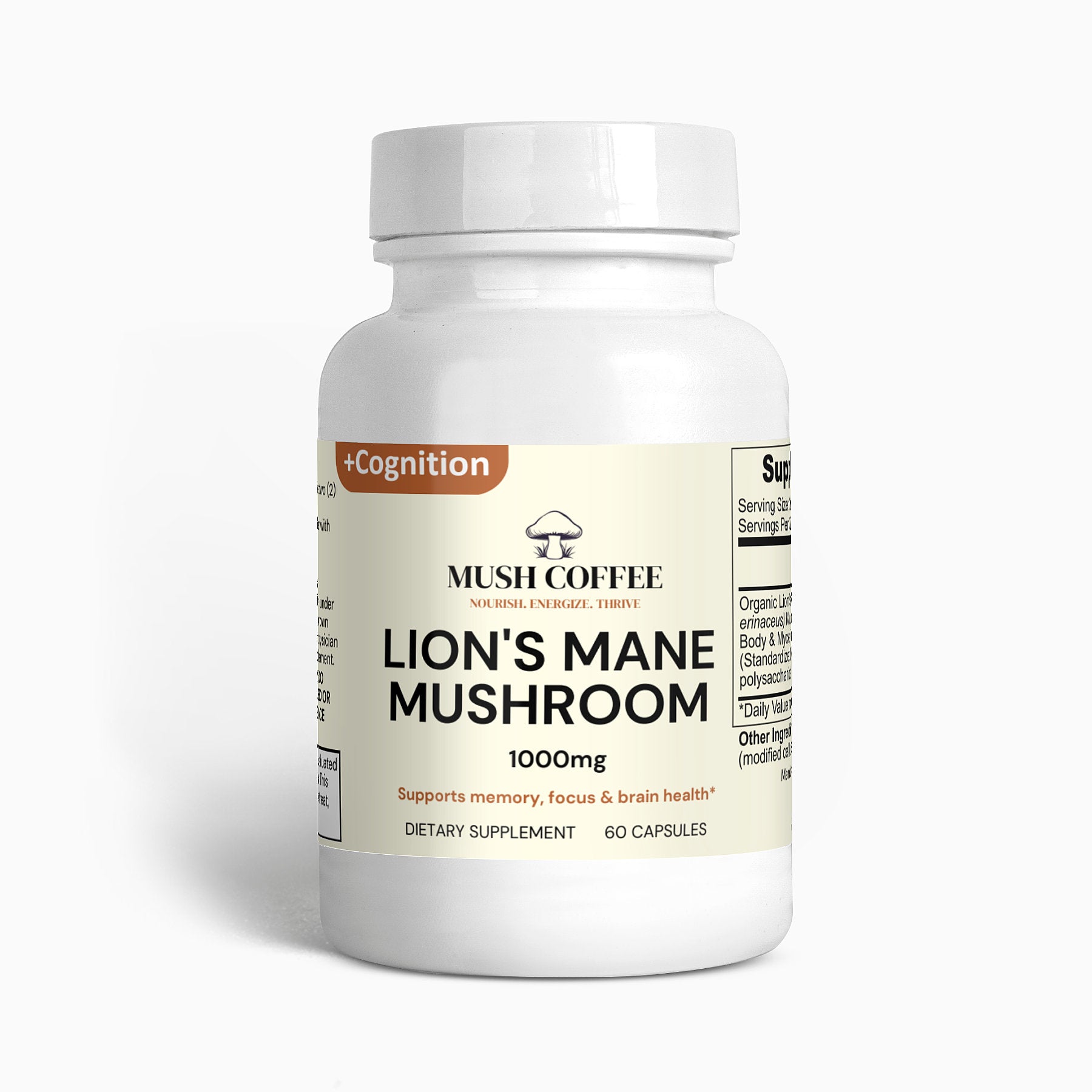 MushCoffee Lions Mane Supplement 1000 mg (60 Capsules)