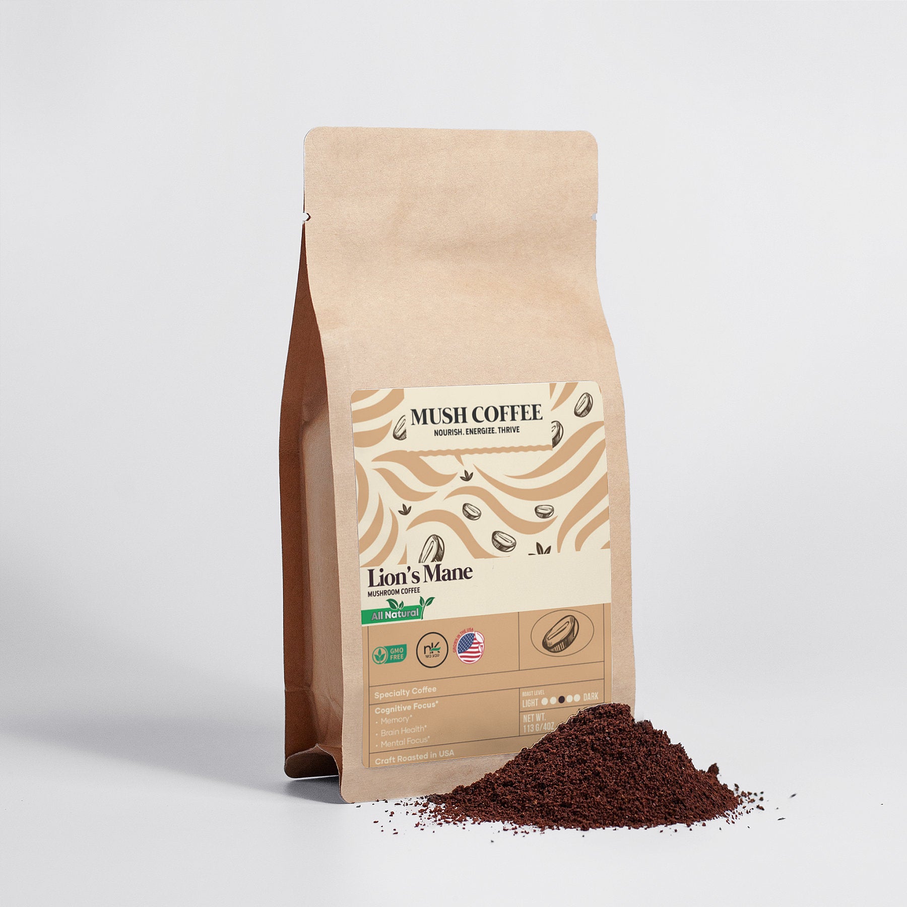 Organic Mushroom Ground Coffee  4oz  Bag