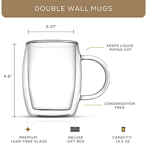 JoyJolt Double Wall Glass Coffee Mugs