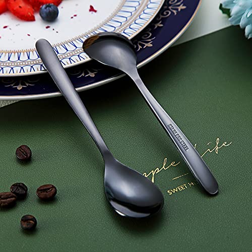 Black Demitasse Espresso Spoons, 5.5'' Mini Coffee Spoons