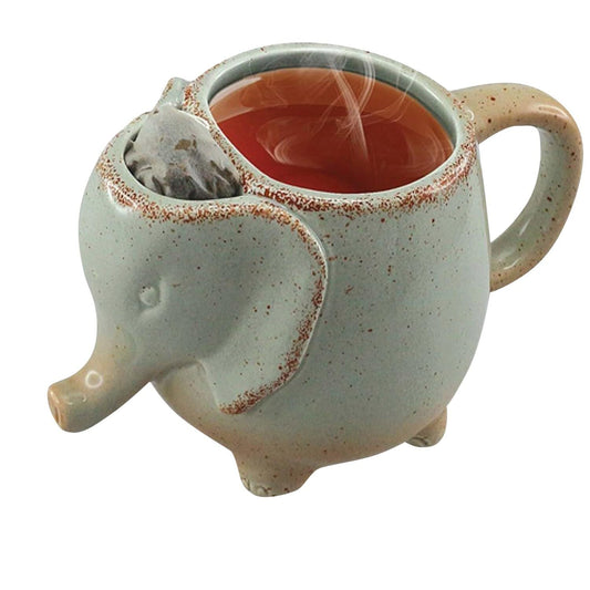 HAPPINESS APPLY HERE Ceramic 15oz Elephant Tea Mug Green