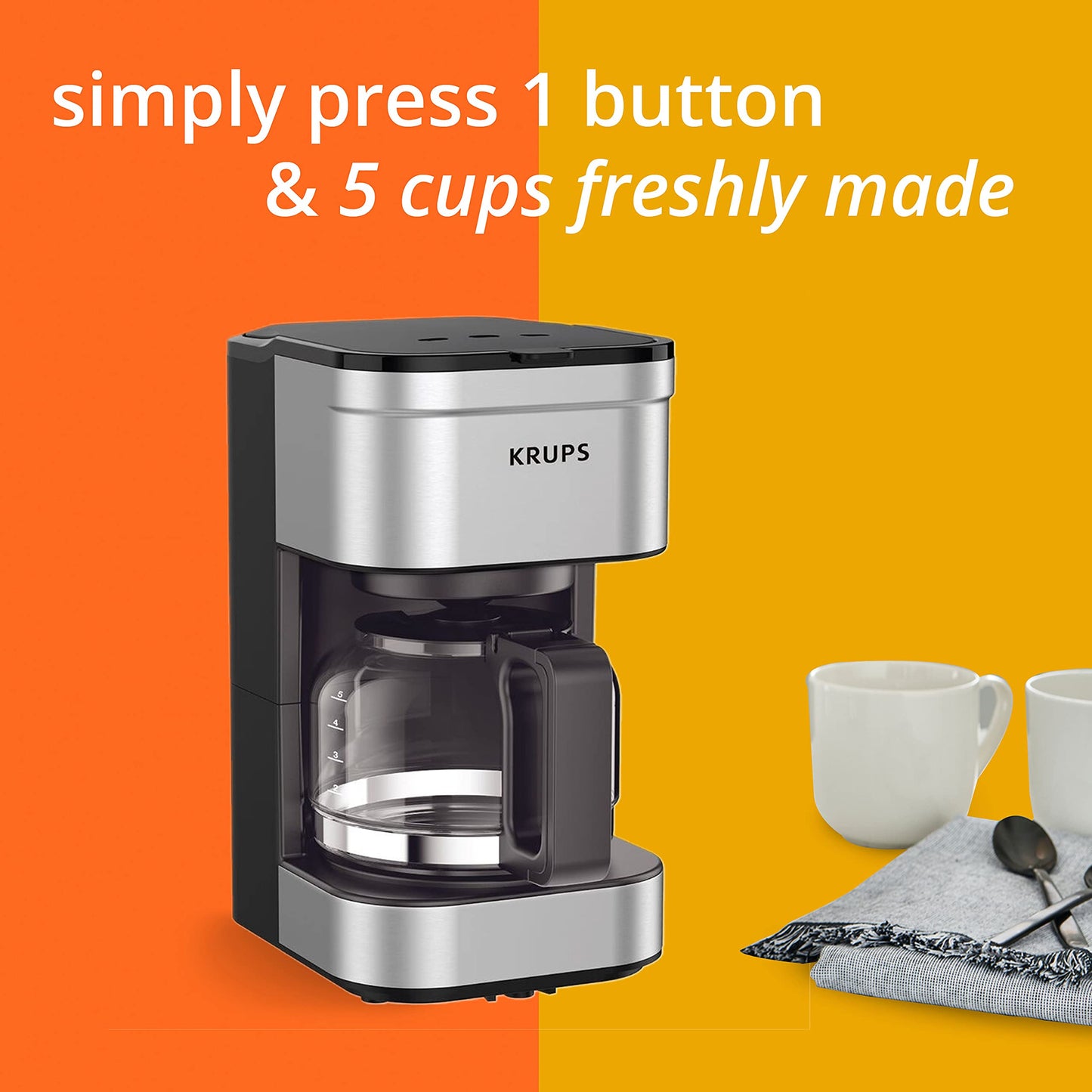 Krups Simply Brew Stainless Steel Drip Coffee Maker 5 Cup