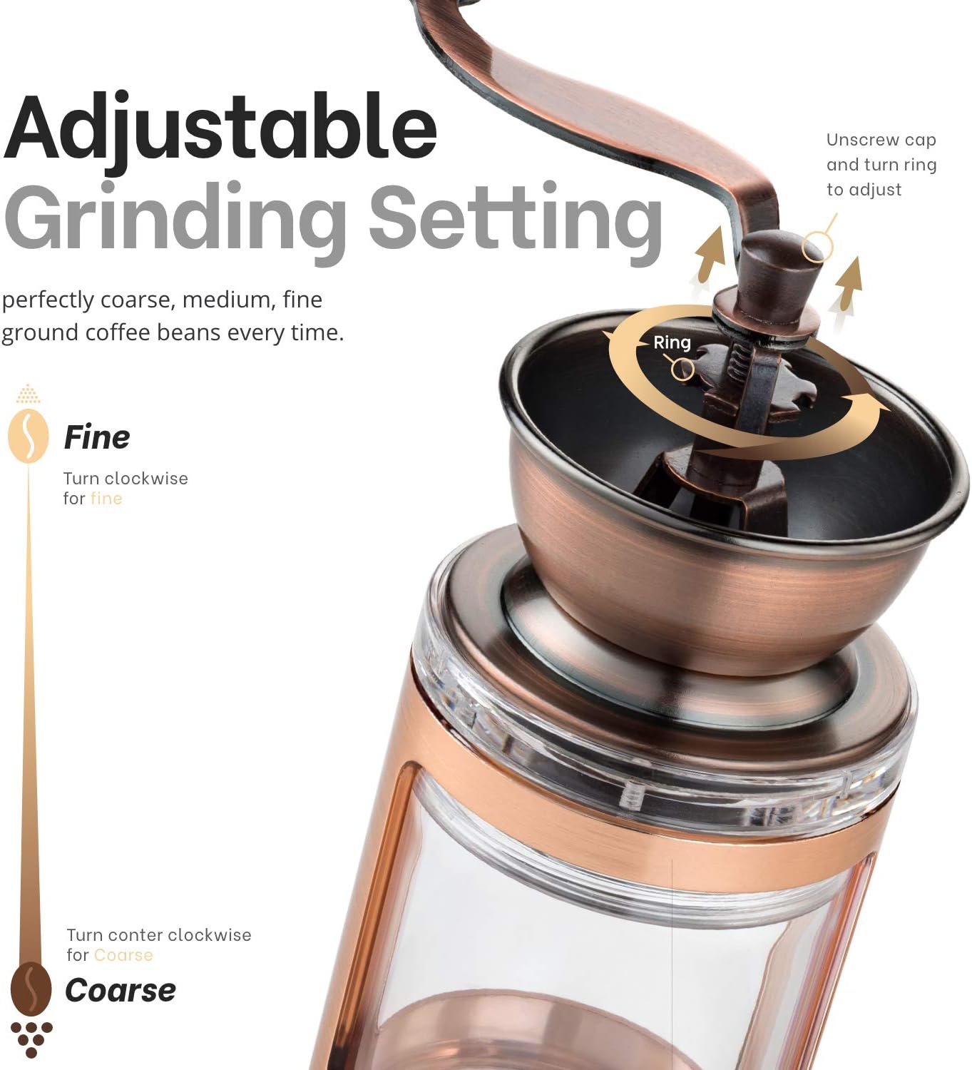 MITBAK Manual Coffee Grinder With Adjustable Settings