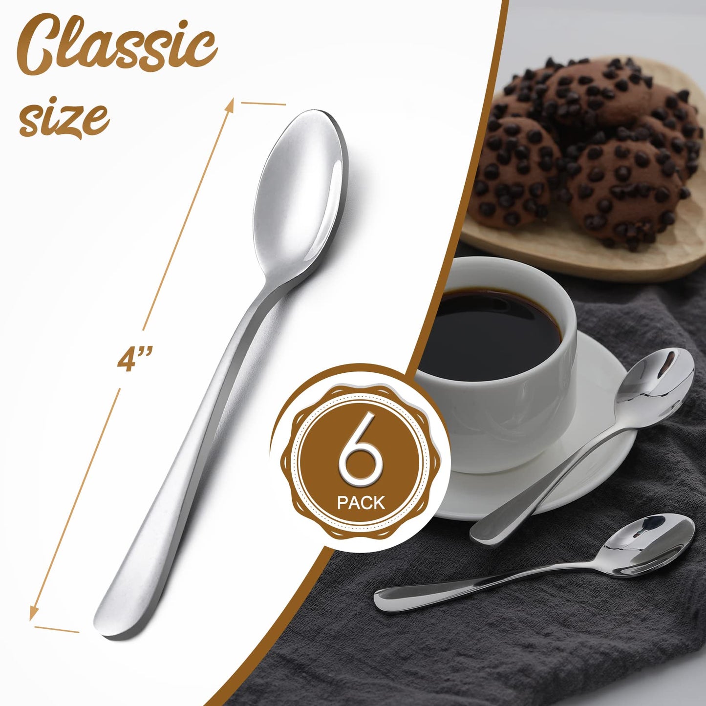 Hiware 6-Piece Demitasse Espresso Spoons