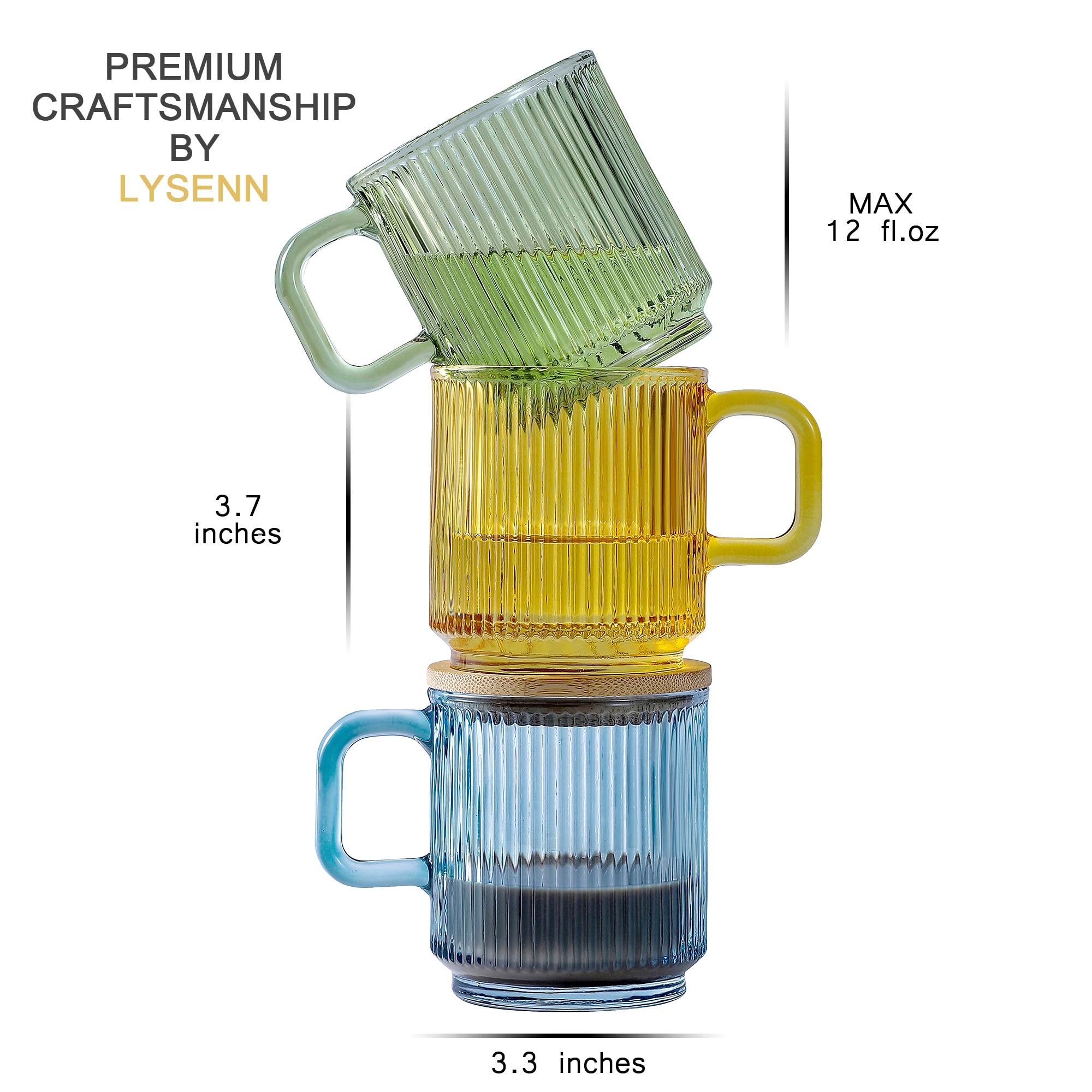 Lysenn Glass Coffee Mug with Lid