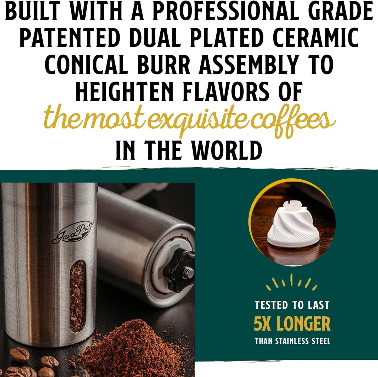 JavaPresse Manual Coffee Grinder - Stainless Steel