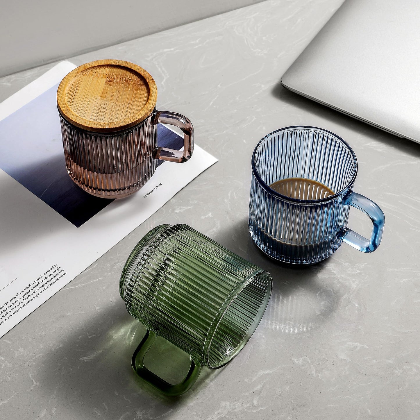 Lysenn Glass Coffee Mug with Lid